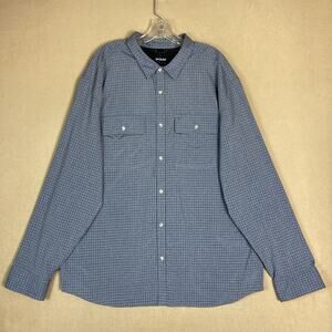 prAna Shirt Mens XXL Blue Garvan Long Sleeve Stretch Vented Button Up‎ Pockets